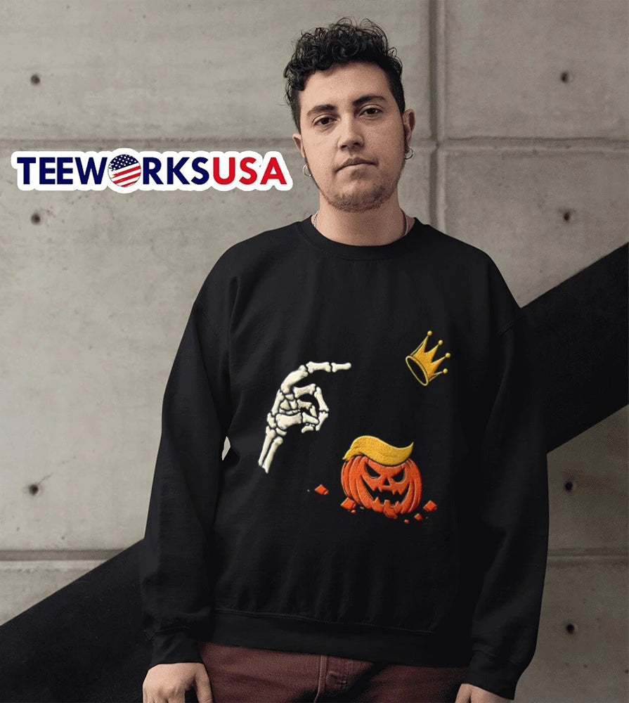 No Kings Skeleton Trump Pumpkin Halloween - Adult & Kids T-Shirts, Sweatshirts & Hoodies apparel design preview 5