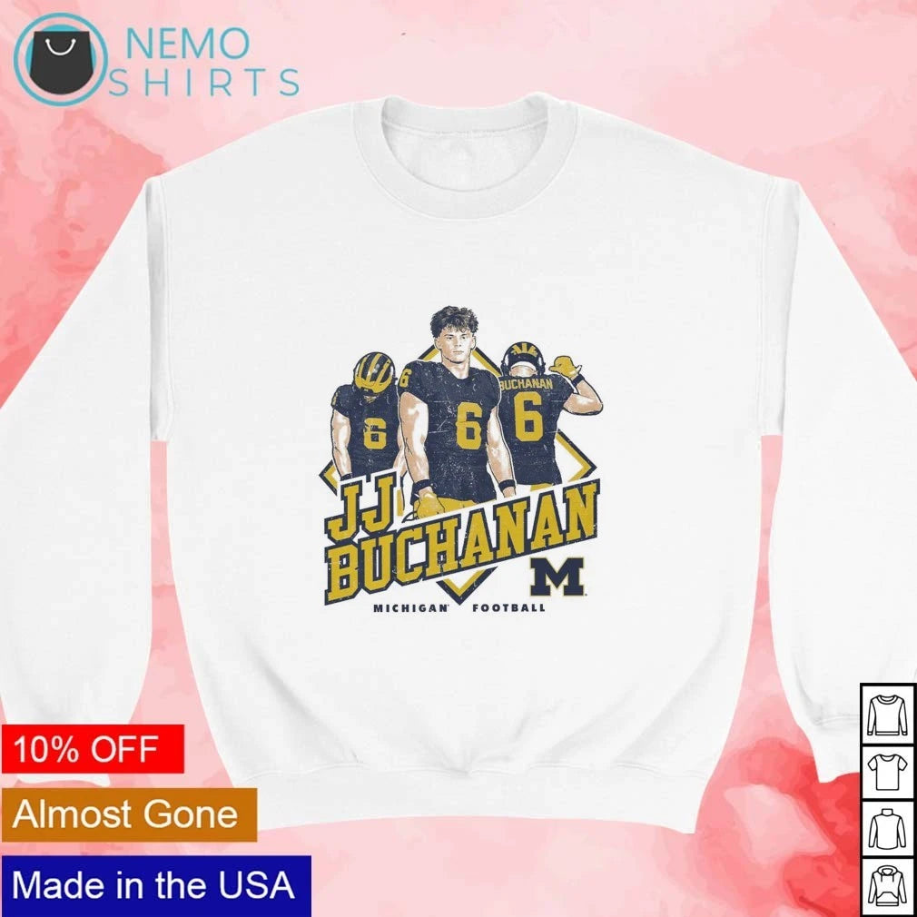 JJ Buchanan Badge Graphic Michigan Wolverines - Adult & Kids T-Shirts, Sweatshirts & Hoodies apparel design preview 3