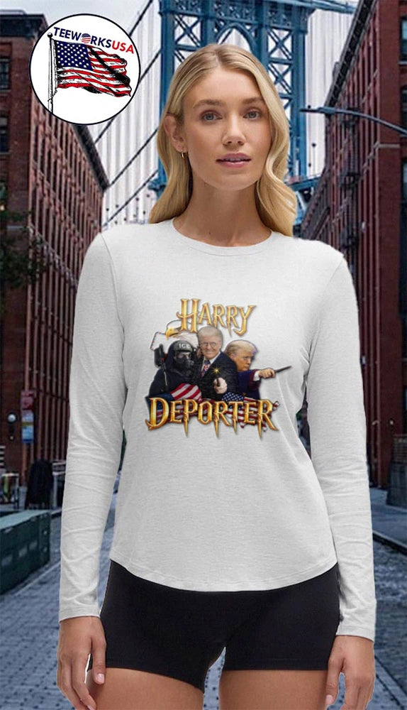 Harry Deporter Donald Trump holding wand eagle - Adult & Kids T-Shirts, Sweatshirts & Hoodies apparel design preview 4