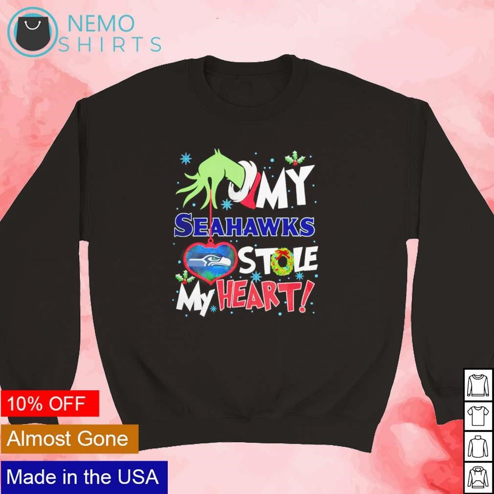 Grinch hand my Seattle Seahawks stole heart Christmas - Adult & Kids T-Shirts, Sweatshirts & Hoodies apparel design preview 5