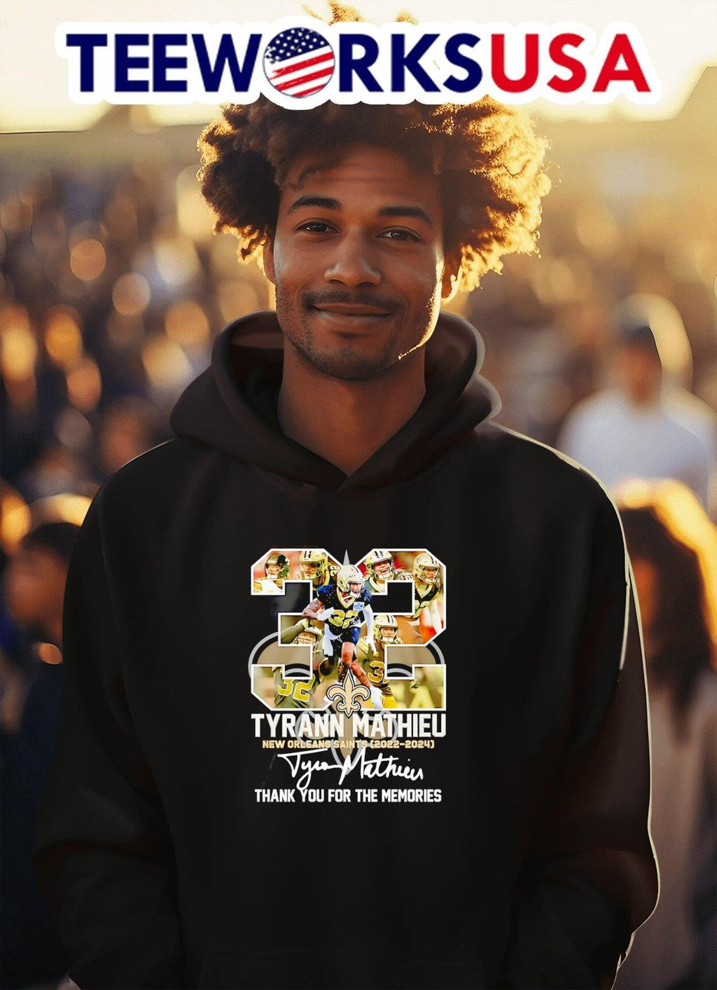 32 Tyrann Mathieu New Orleans Saints 2022 2024 thank - Adult & Kids T-Shirts, Sweatshirts & Hoodies apparel design preview 2