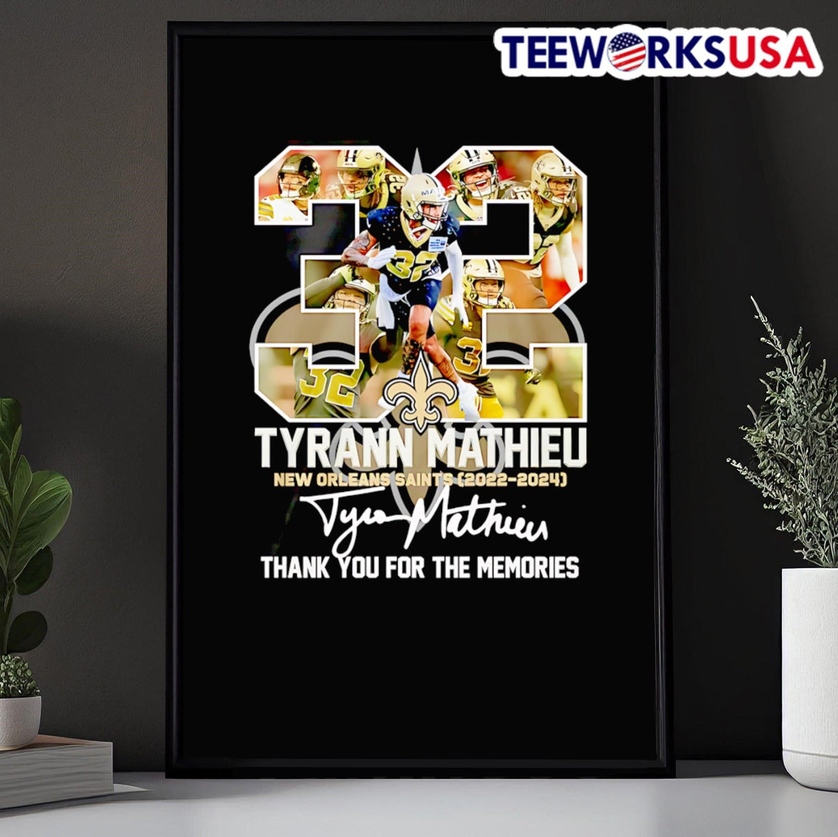 32 Tyrann Mathieu New Orleans Saints 2022 2024 thank - Adult & Kids T-Shirts, Sweatshirts & Hoodies apparel design preview 5