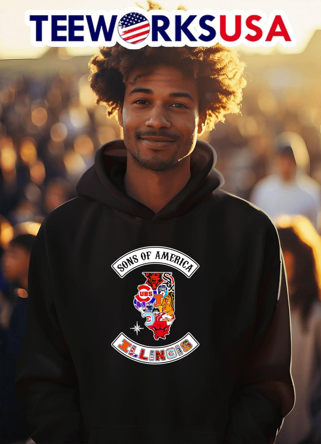 Sons of America Illinois sports - Adult & Kids T-Shirts, Sweatshirts & Hoodies apparel design preview 2