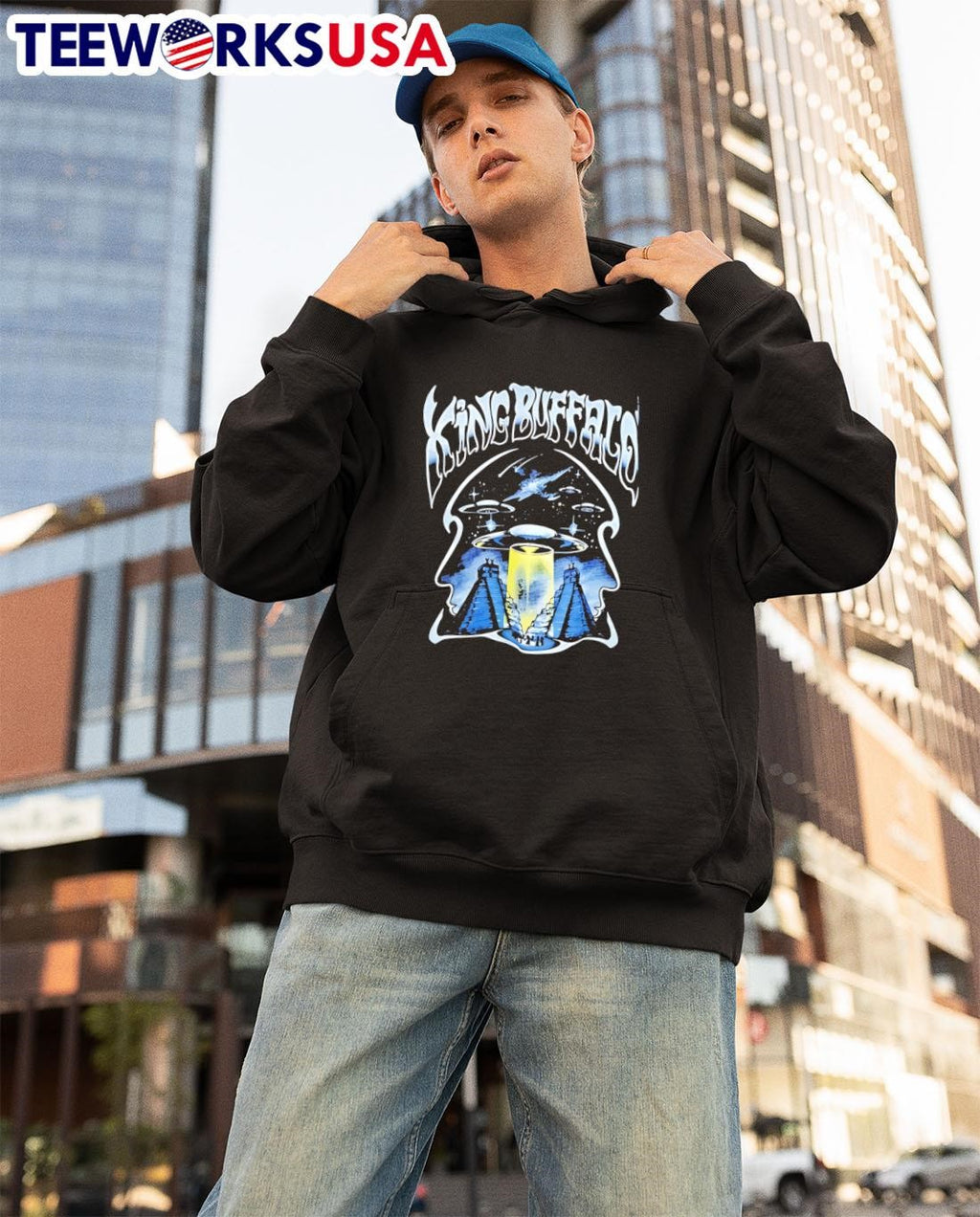 King Buffalo Ufo classic - Adult & Kids T-Shirts, Sweatshirts & Hoodies apparel design preview 3
