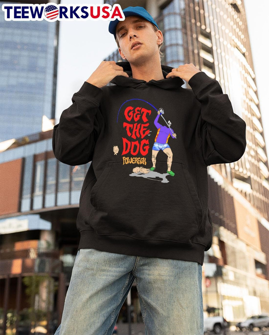 Get The Dog powerfish fishing - Adult & Kids T-Shirts, Sweatshirts & Hoodies apparel design preview 3