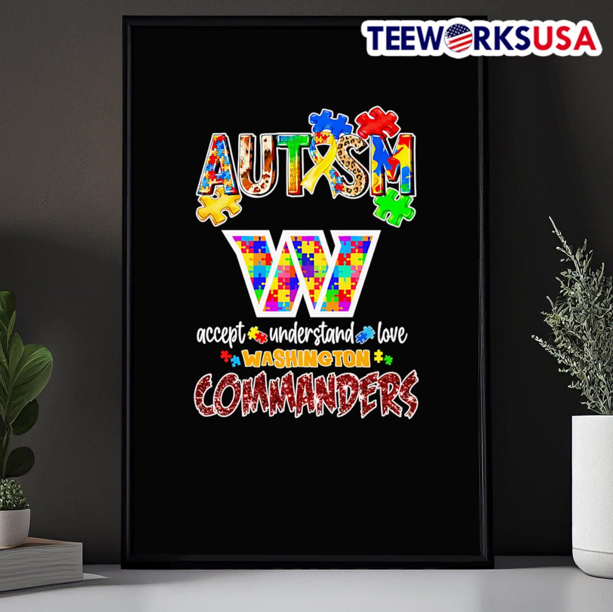Autism accept understand love Washington Commanders - Adult & Kids T-Shirts, Sweatshirts & Hoodies apparel design preview 5