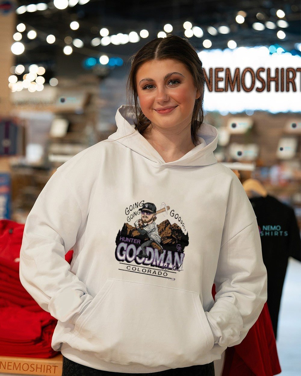 Colorado Rockies Hunter Goodman going go player - Adult & Kids T-Shirts, Sweatshirts & Hoodies apparel design preview 3