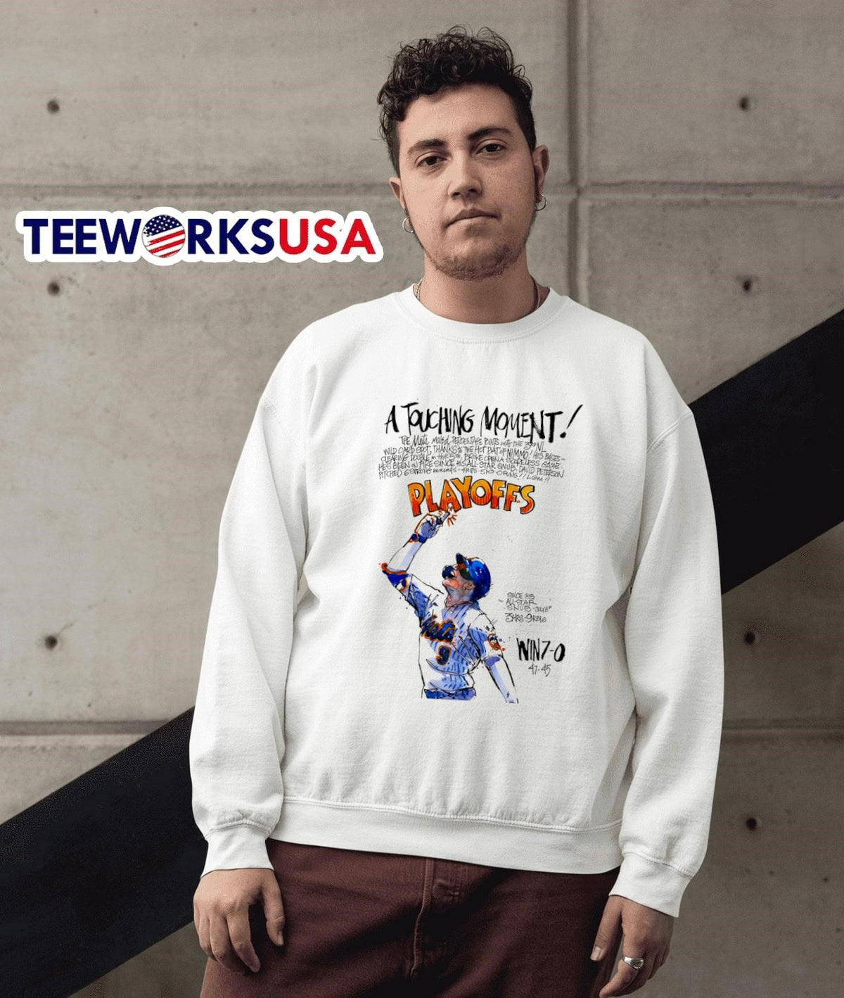 Brandon Nimmo New York Mets a touching moment - Adult & Kids T-Shirts, Sweatshirts & Hoodies apparel design preview 3