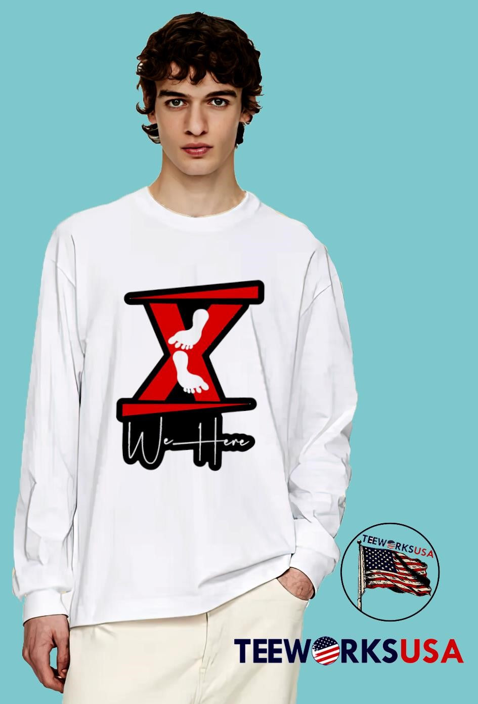 X We Here logo - Adult & Kids T-Shirts, Sweatshirts & Hoodies apparel design preview 4