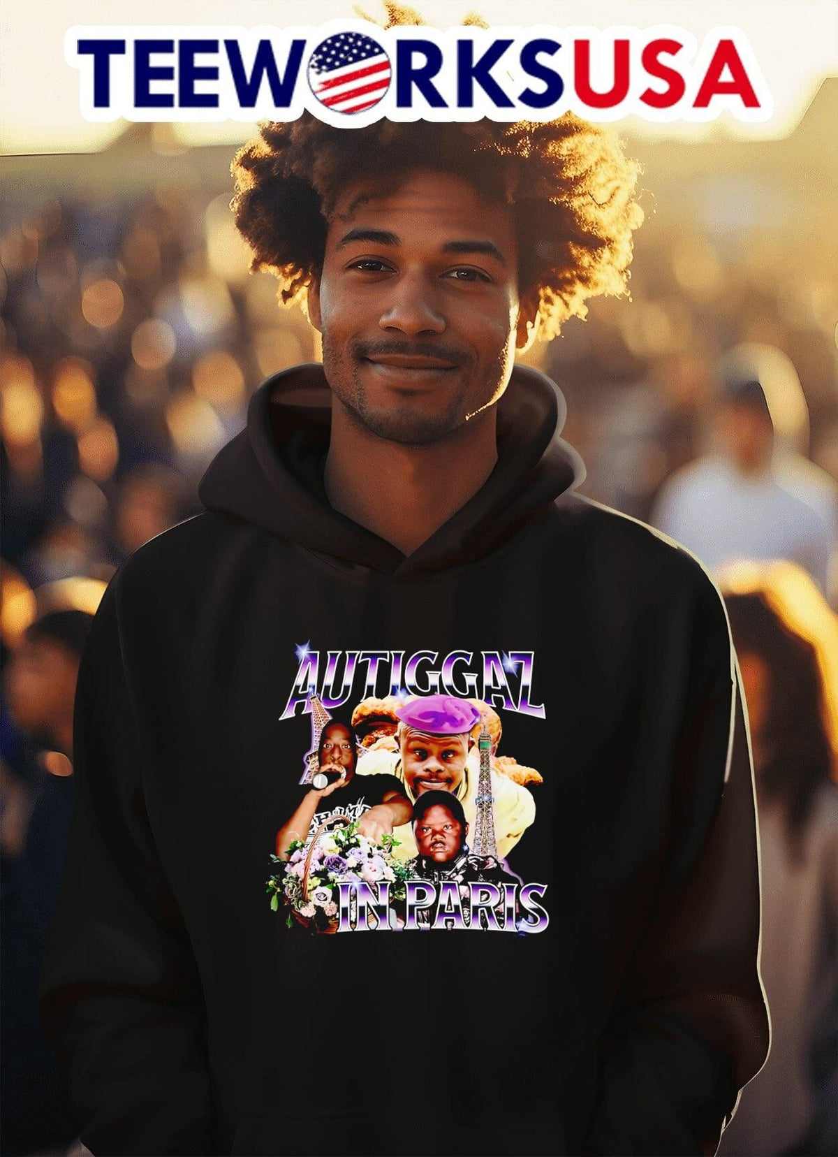 Autiggaz in Paris - Adult & Kids T-Shirts, Sweatshirts & Hoodies apparel design preview 2