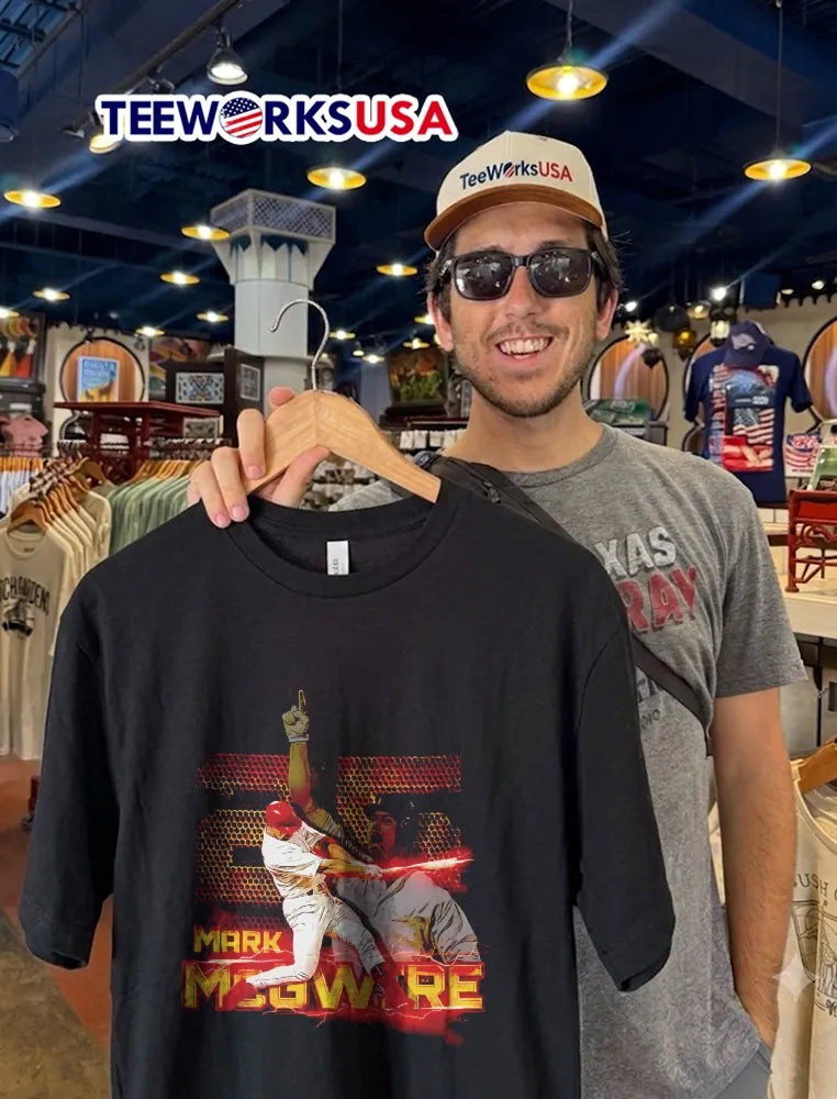 Mark Mcgwire Baseball Player Swinging Bat Red - Adult & Kids T-Shirts, Sweatshirts & Hoodies apparel design preview 2
