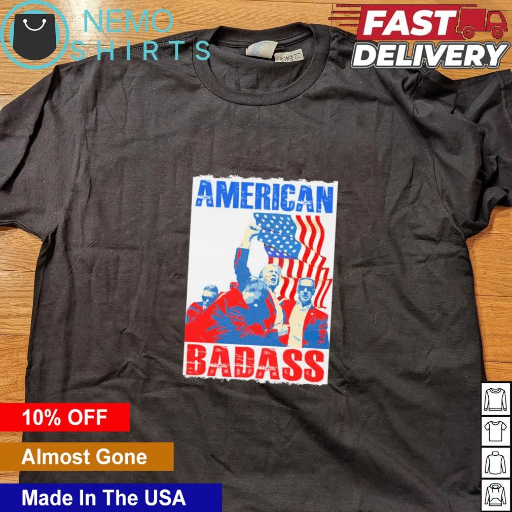 American badass Trump shot - Adult & Kids T-Shirts, Sweatshirts & Hoodies apparel design preview 4