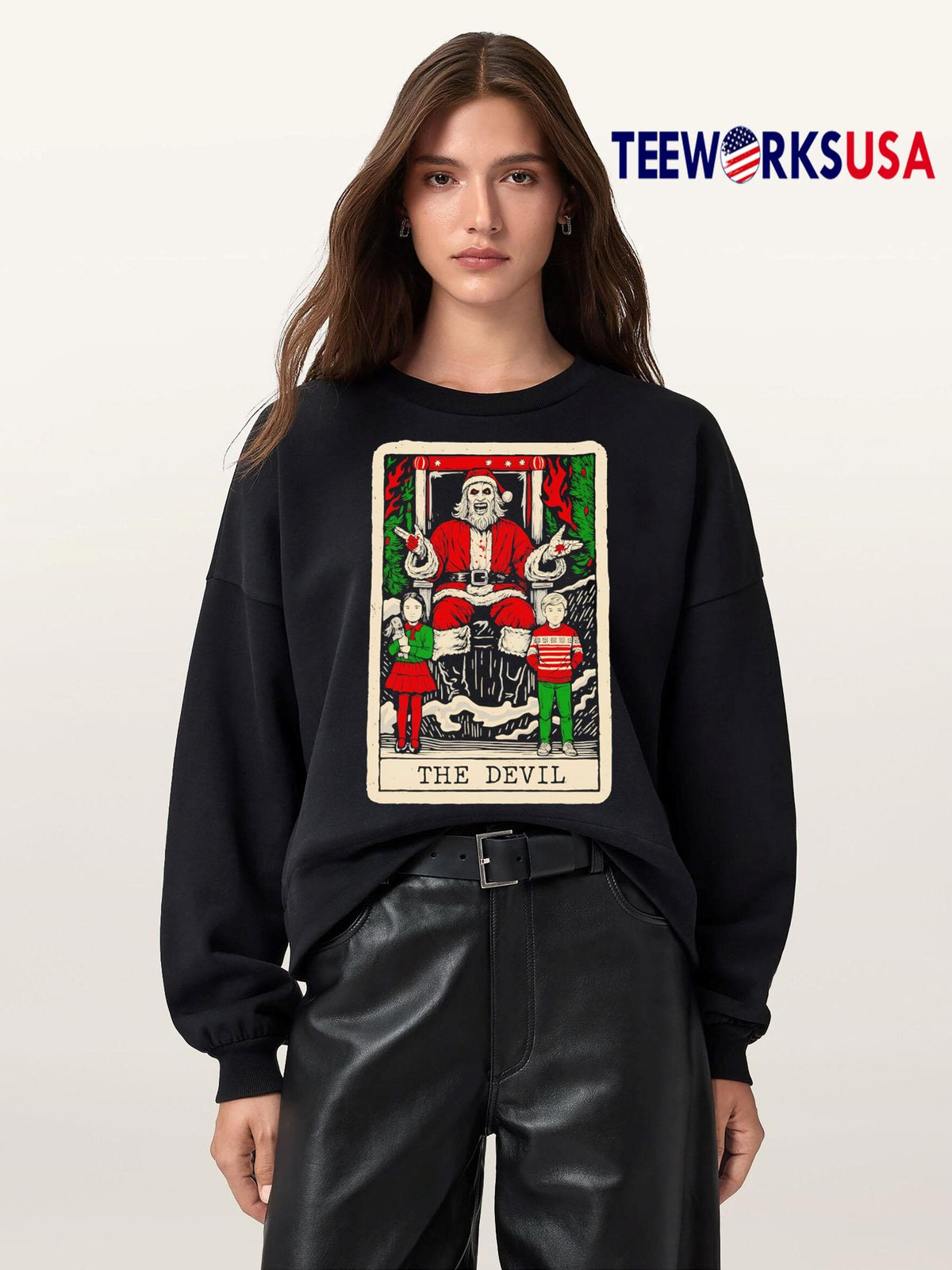 Premium The Devil Santa Claus Christmas - Adult & Kids T-Shirts, Sweatshirts & Hoodies apparel design preview 5