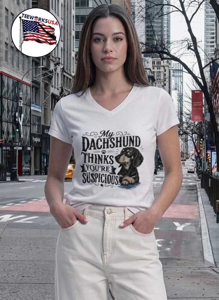 My Dachshund Thinks You Are Suspicious Dog - Adult & Kids T-Shirts, Sweatshirts & Hoodies apparel design preview 7