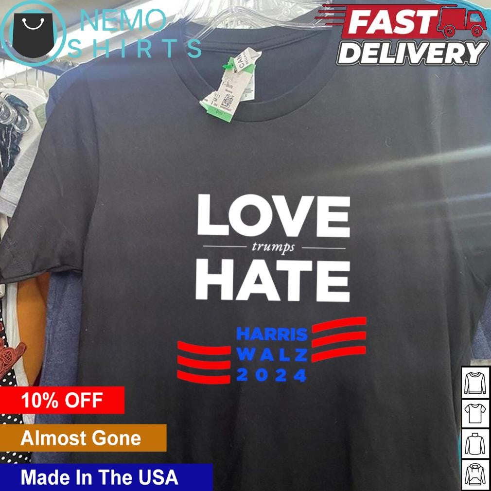 Love Trumps hate Harris Walz 2024 - Adult & Kids T-Shirts, Sweatshirts & Hoodies apparel design preview 5