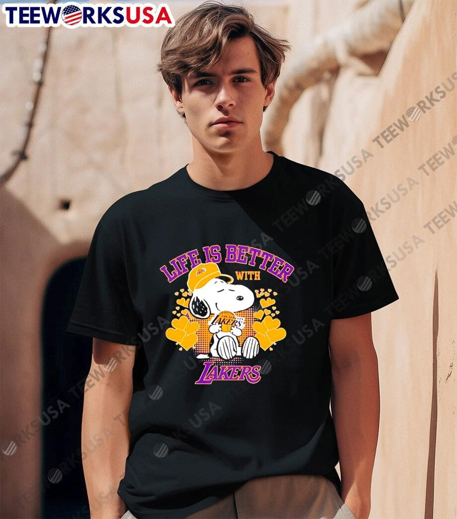 Snoopy Life is Better with Lakers - Adult & Kids T-Shirts, Sweatshirts & Hoodies apparel design preview 1
