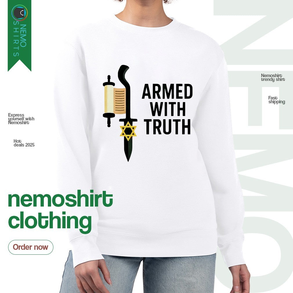 Armed with Truth torah and sword Israel - Adult & Kids T-Shirts, Sweatshirts & Hoodies apparel design preview 4