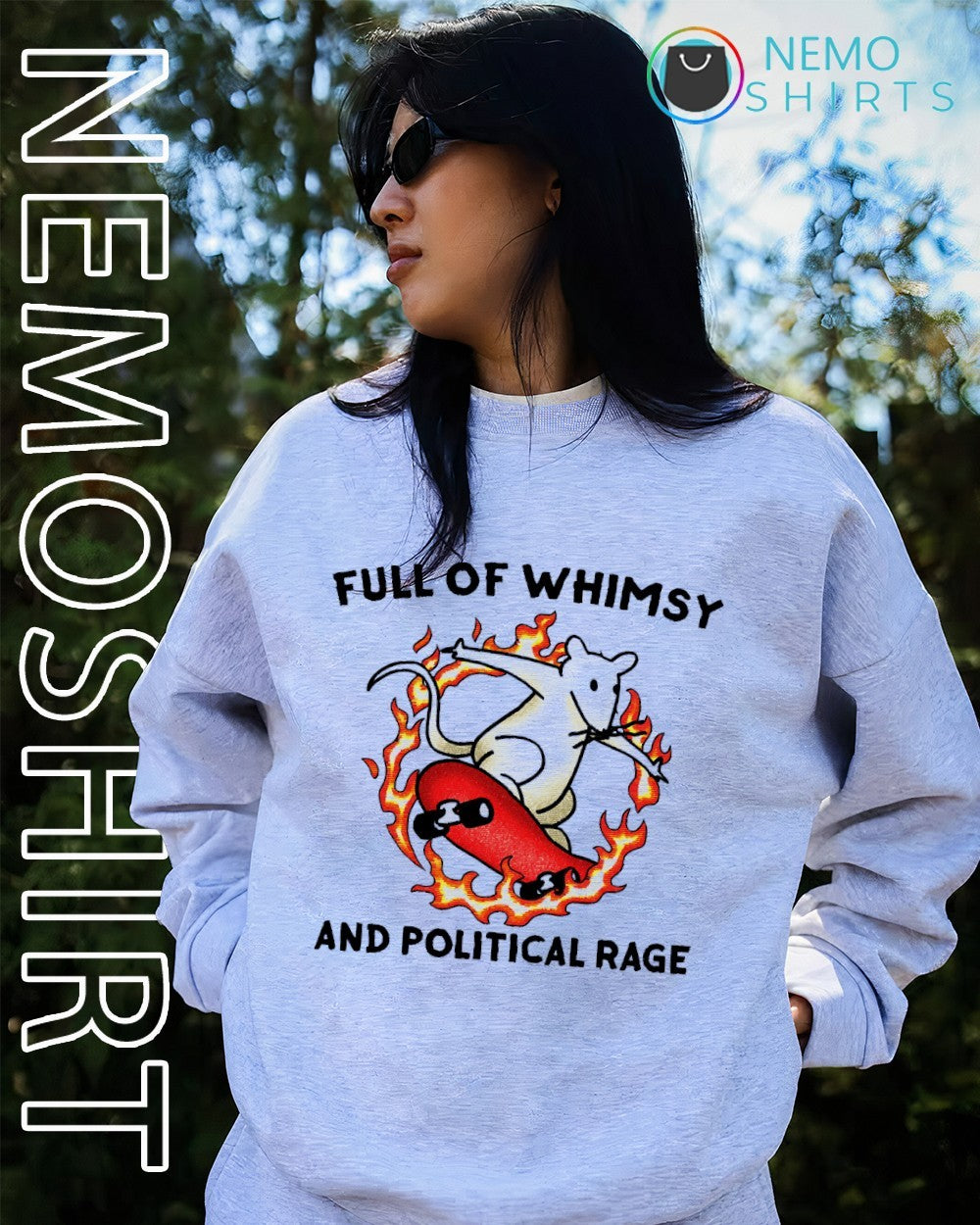 Full of whimsy and political rage rat on skateboard - Adult & Kids T-Shirts, Sweatshirts & Hoodies apparel design preview 2