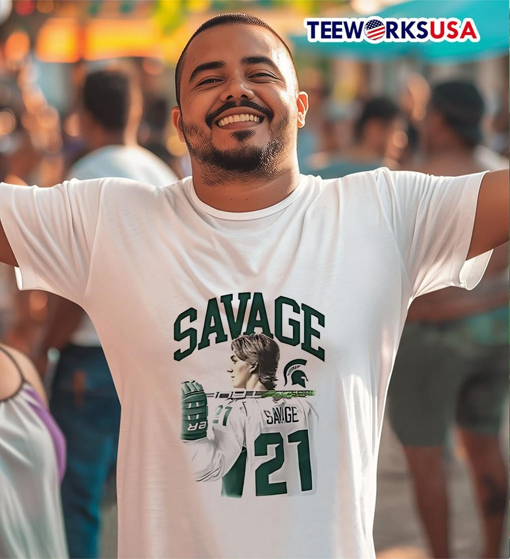 Savage #21 Michigan State Spartans Hockey Player - Adult & Kids T-Shirts, Sweatshirts & Hoodies apparel design preview 2