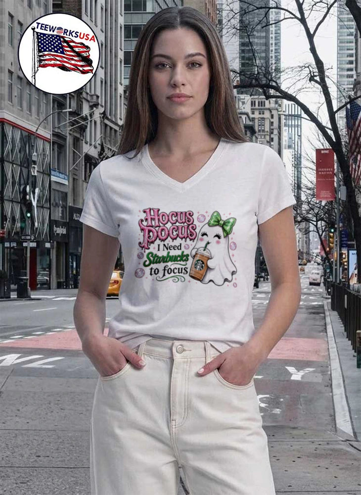 Hocus Pocus I Need Starbucks To Focus Ghost - Adult & Kids T-Shirts, Sweatshirts & Hoodies apparel design preview 7