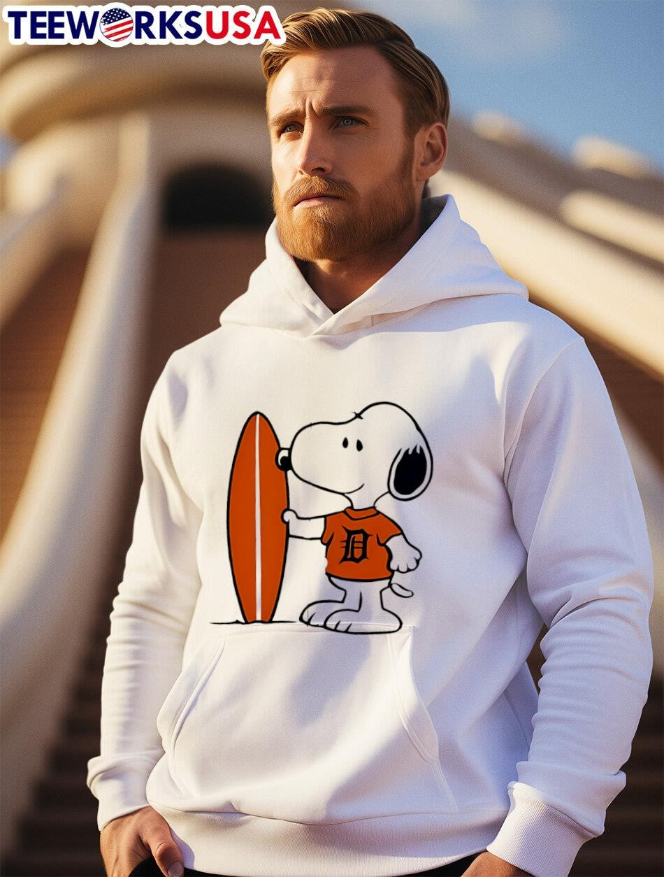 Detroit Tigers Snoopy Surfing - Adult & Kids T-Shirts, Sweatshirts & Hoodies apparel design preview 2