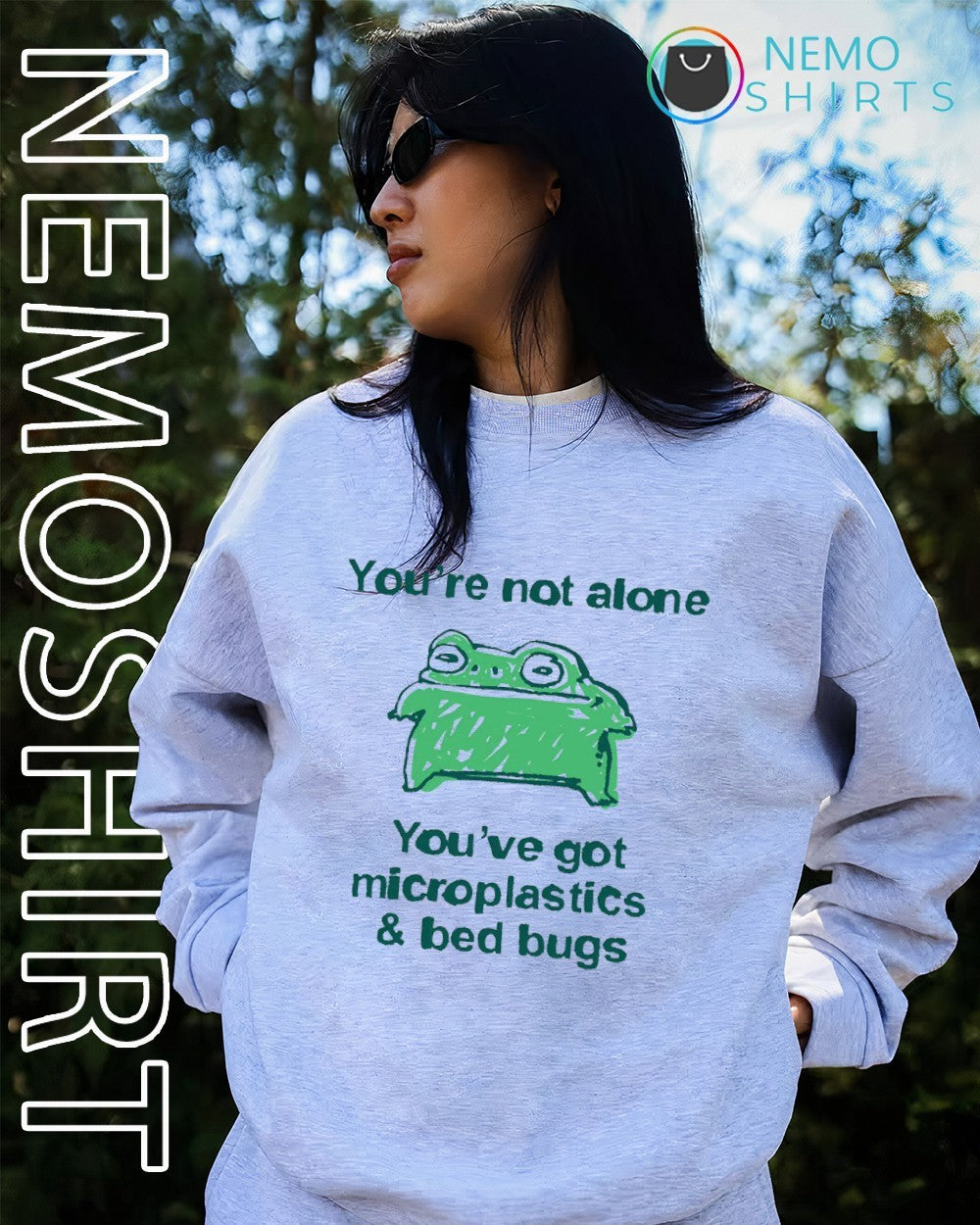You're not alone got microplastics and bed bugs frog - Adult & Kids T-Shirts, Sweatshirts & Hoodies apparel design preview 2