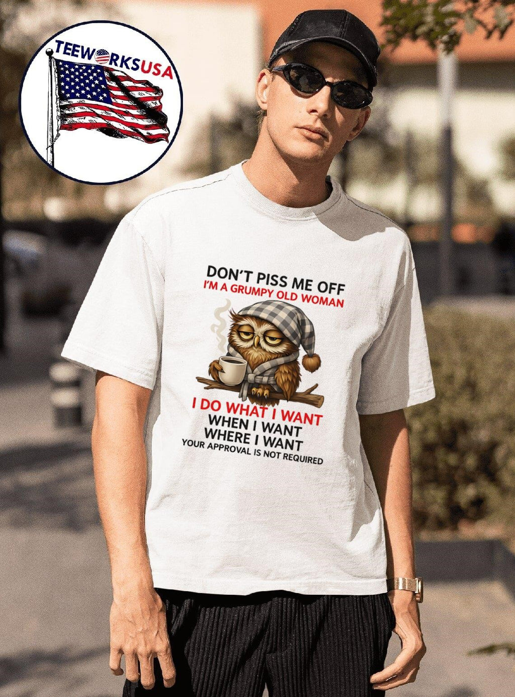 Owl don't piss me off I'm a grumpy old woman I do - Adult & Kids T-Shirts, Sweatshirts & Hoodies apparel design preview 1