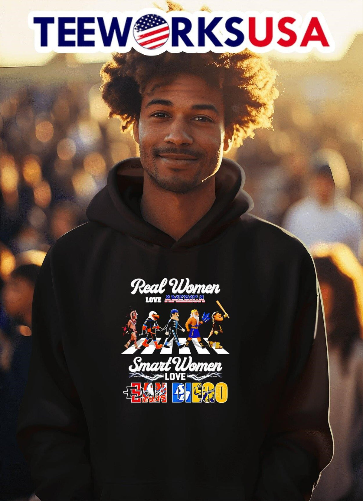 Real women love America smart San Diego mascot - Adult & Kids T-Shirts, Sweatshirts & Hoodies apparel design preview 2