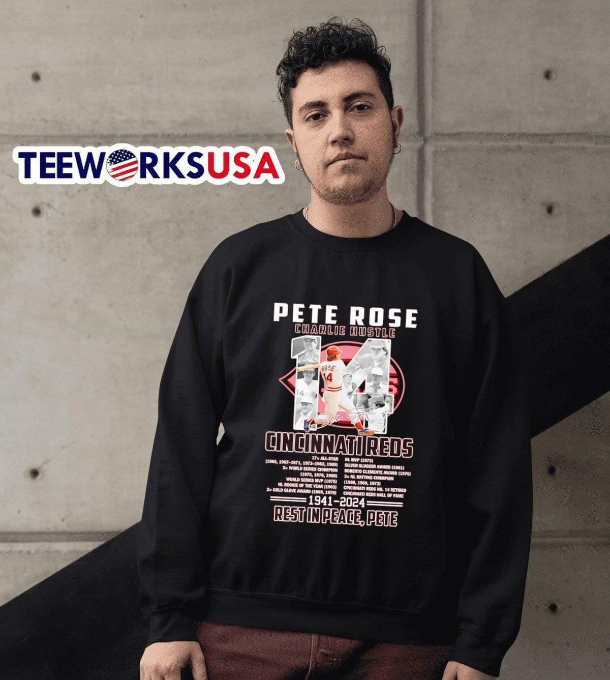 Pete Rose Charlie Hustle Cincinnati Reds 1941 2024 - Adult & Kids T-Shirts, Sweatshirts & Hoodies apparel design preview 6