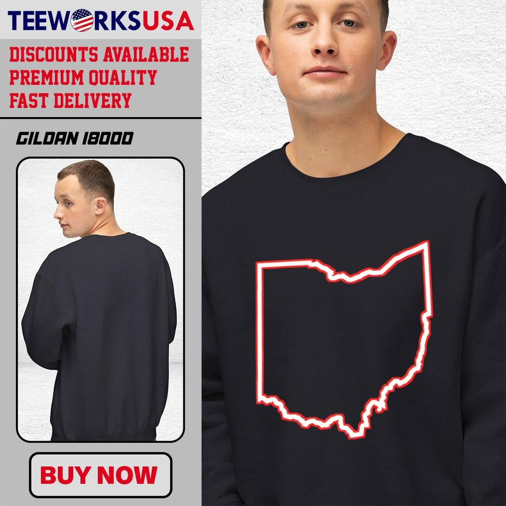Ohio map simple - Adult & Kids T-Shirts, Sweatshirts & Hoodies apparel design preview 3
