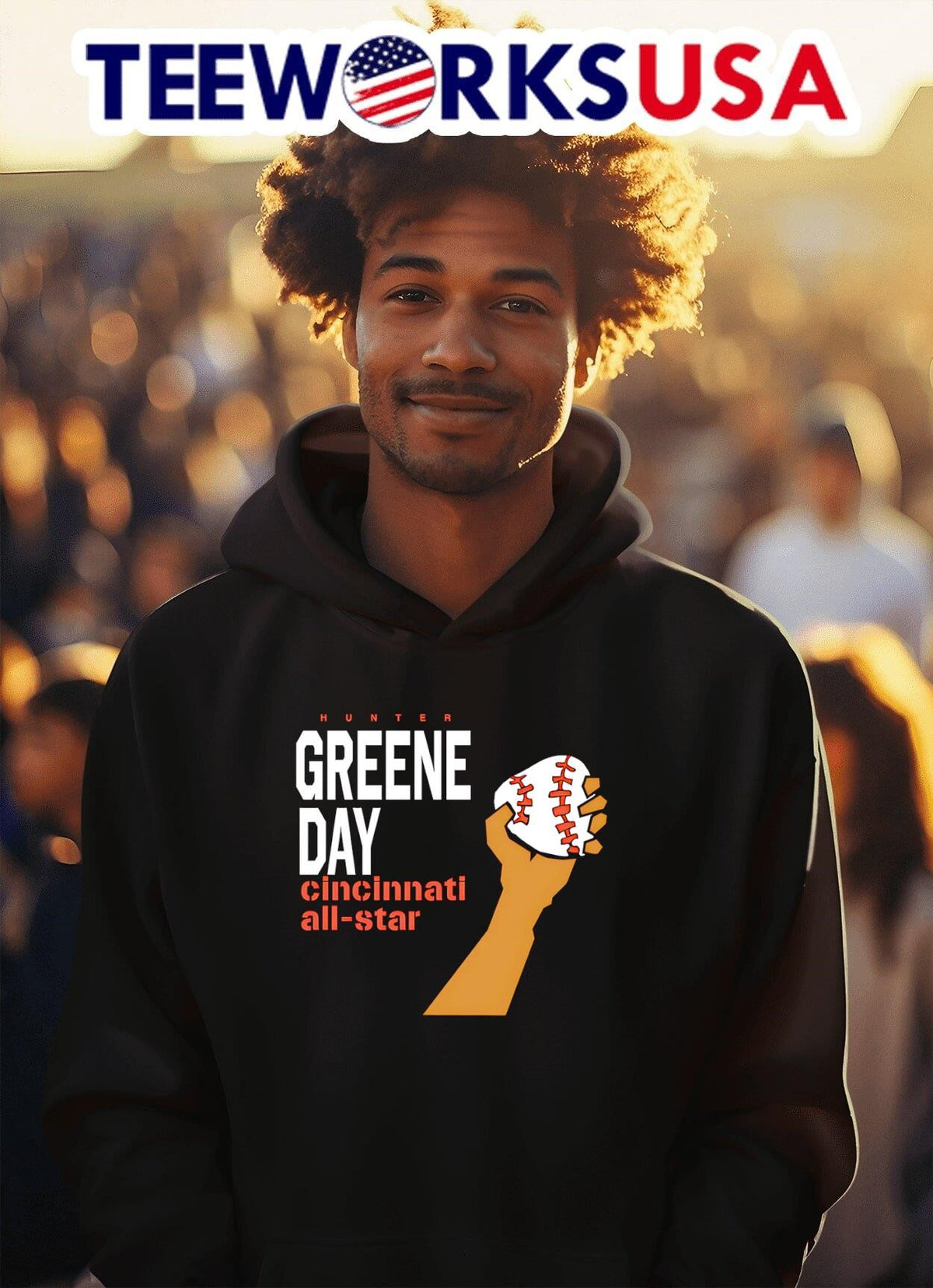 Hunter Greene Day Cincinnati All-Star baseball - Adult & Kids T-Shirts, Sweatshirts & Hoodies apparel design preview 2