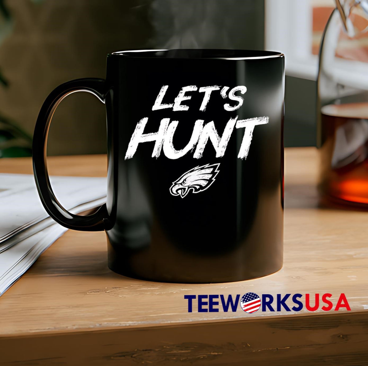 Philadelphia Eagles Let's Hunt black white - Adult & Kids T-Shirts, Sweatshirts & Hoodies apparel design preview 2