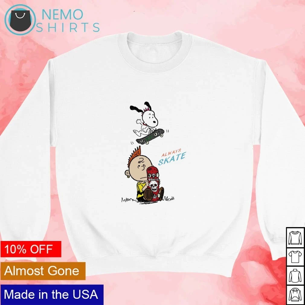 Charlie Brown and Snoopy Always Skate with NOFX - Adult & Kids T-Shirts, Sweatshirts & Hoodies apparel design preview 3