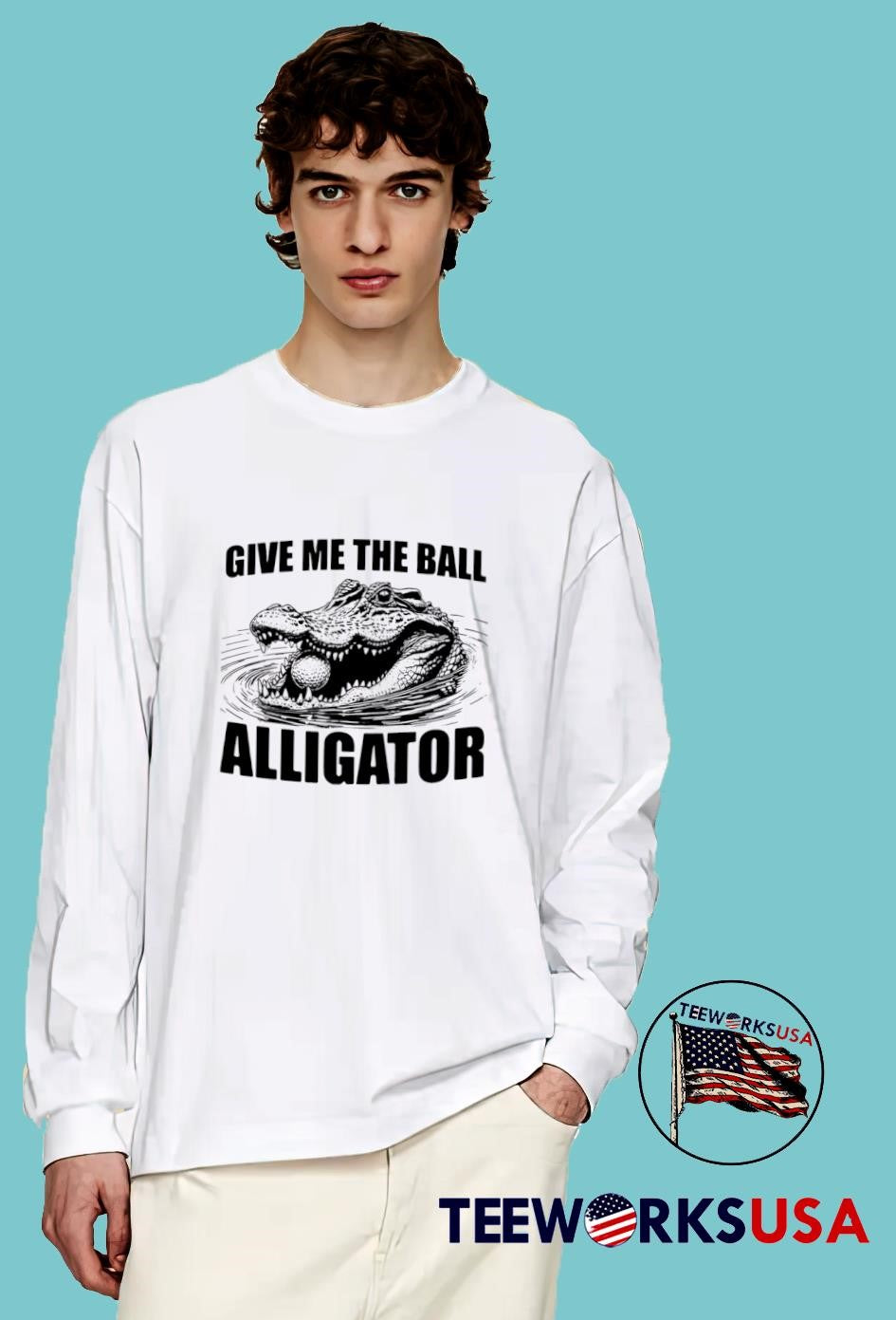 Give me the ball alligator - Adult & Kids T-Shirts, Sweatshirts & Hoodies apparel design preview 4