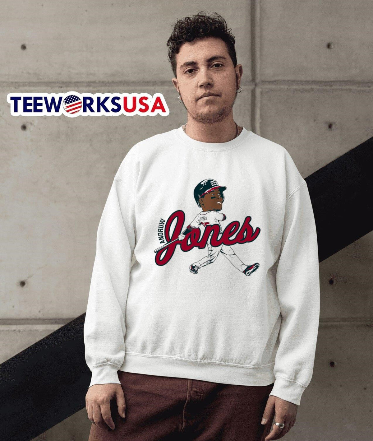 Andruw Jones Atlanta Braves caricature - Adult & Kids T-Shirts, Sweatshirts & Hoodies apparel design preview 3