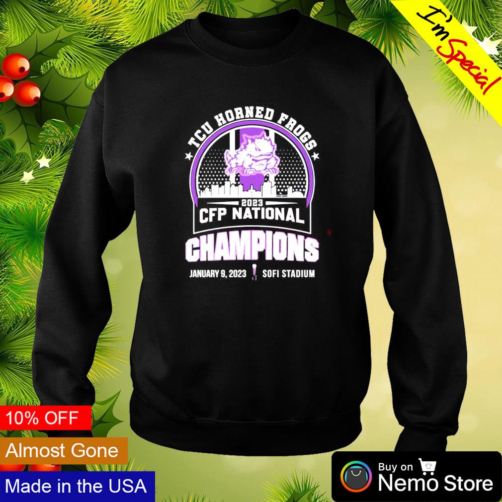 TCU Horned Frogs 2023 CFP national champions skyline - Adult & Kids T-Shirts, Sweatshirts & Hoodies apparel design preview 4