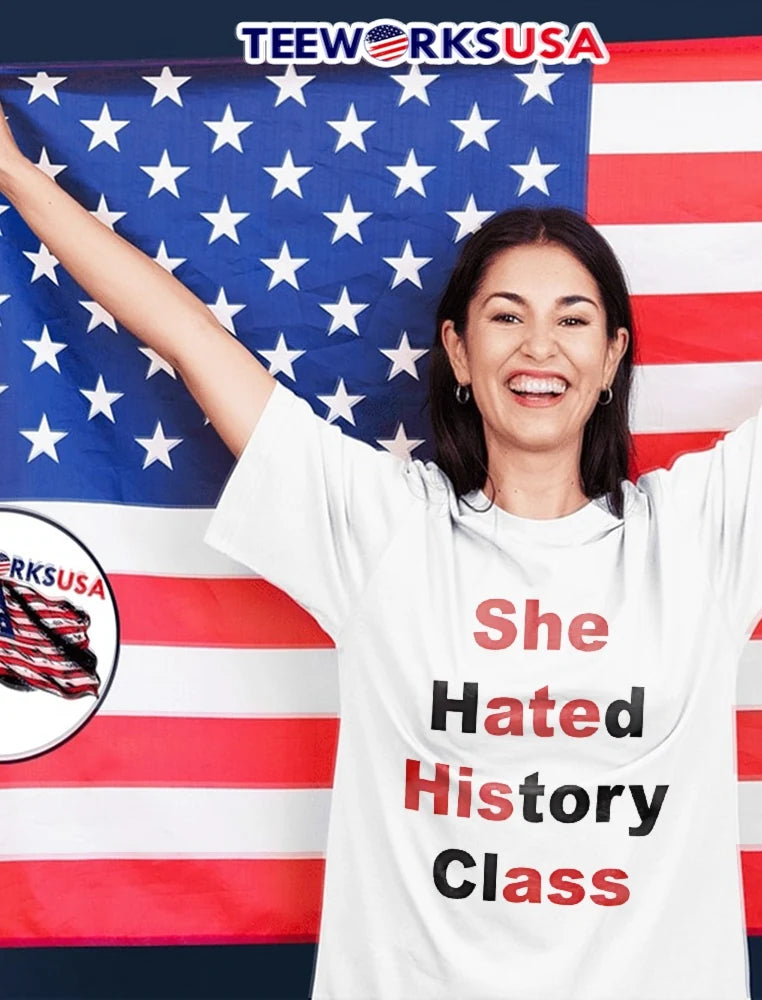 She Hated History Class Red Black Lettering Hidden - Adult & Kids T-Shirts, Sweatshirts & Hoodies apparel design preview 2