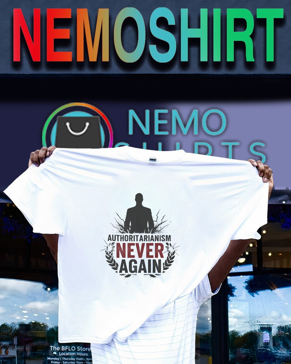 Authoritarianism never again political - Adult & Kids T-Shirts, Sweatshirts & Hoodies apparel design preview 1