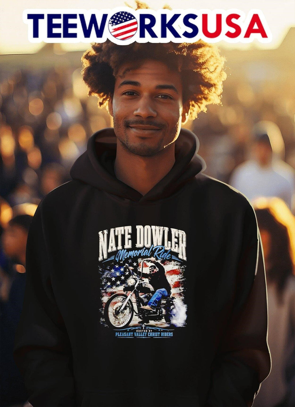Nate Dowler Memorial Ride Hosted By Pleasant Valley - Adult & Kids T-Shirts, Sweatshirts & Hoodies apparel design preview 2