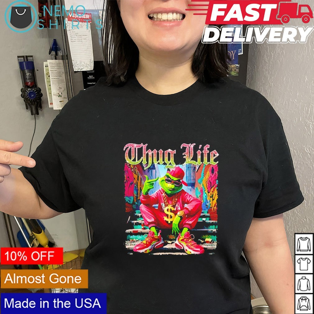 Thug life green monster grinch - Adult & Kids T-Shirts, Sweatshirts & Hoodies apparel design preview 3