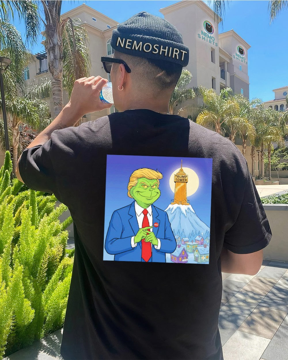 Grinch stole thanksgiving Trump tower - Adult & Kids T-Shirts, Sweatshirts & Hoodies apparel design preview 4