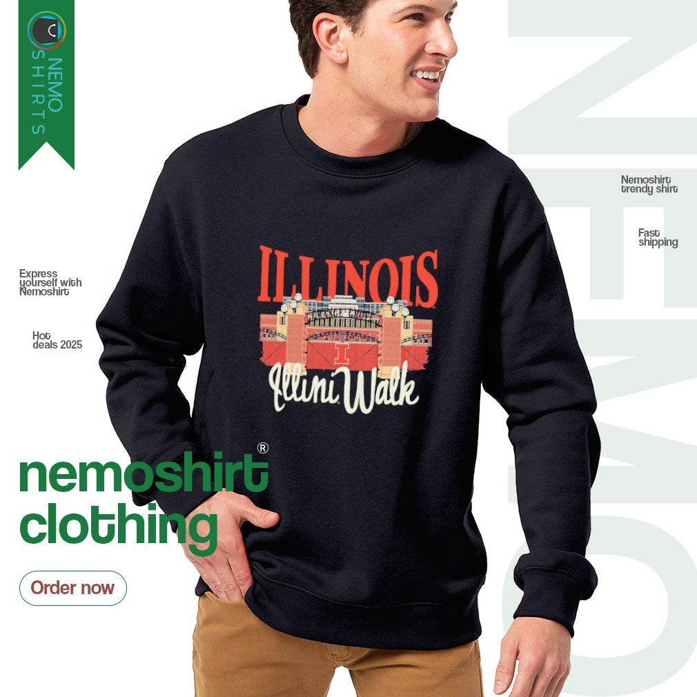 Illinois Fighting Illini walk stadium gates - Adult & Kids T-Shirts, Sweatshirts & Hoodies apparel design preview 4