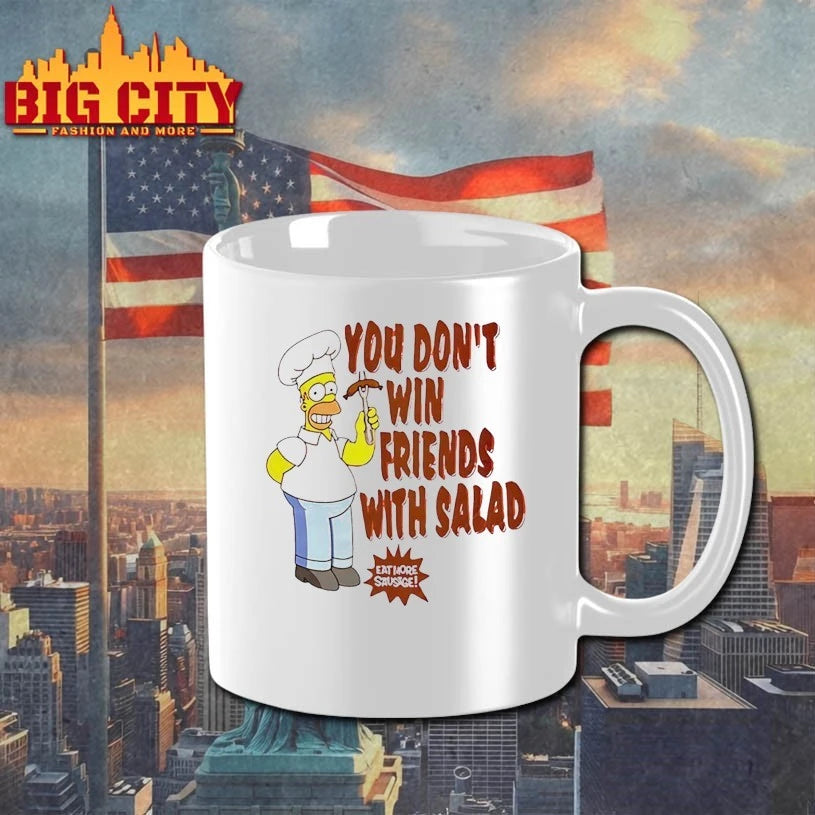 The Simpsons Homer You Don't Win Friends With Salad - Adult & Kids T-Shirts, Sweatshirts & Hoodies apparel design preview 3