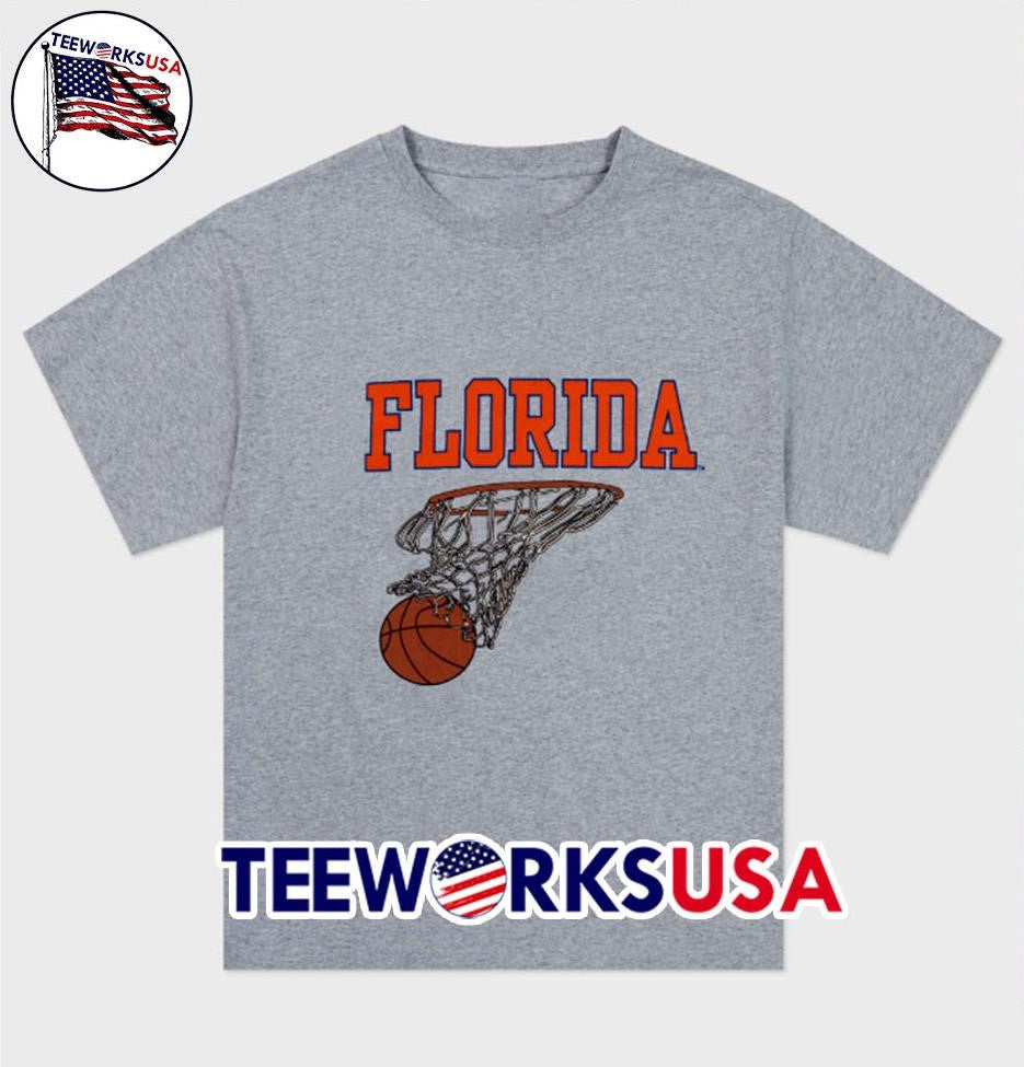 Florida Basketball Graphic with Hoop and Ball - Adult & Kids T-Shirts, Sweatshirts & Hoodies apparel design preview 1