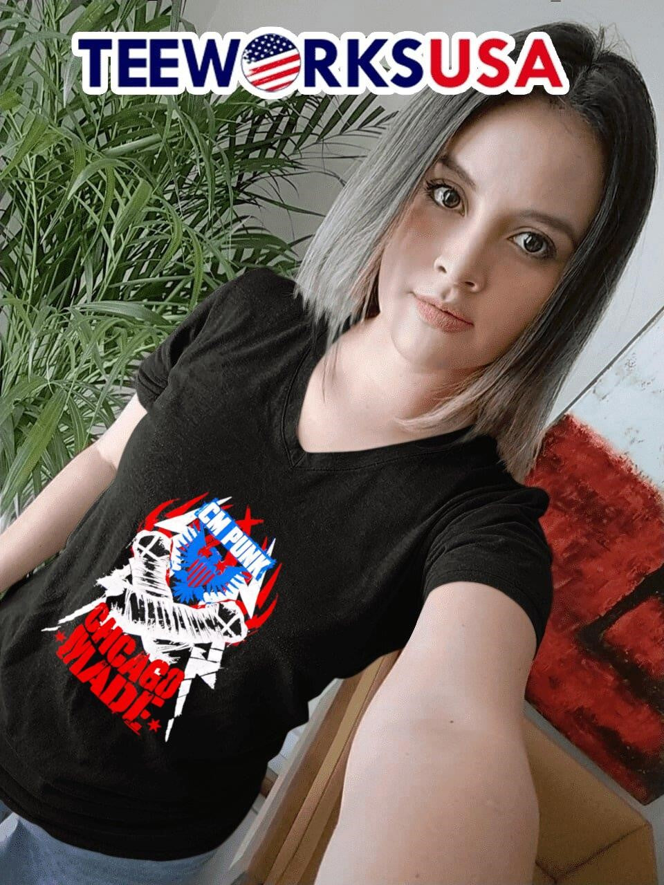 CM Punk Chicago Made Red, White and; Blue - Adult & Kids T-Shirts, Sweatshirts & Hoodies apparel design preview 7