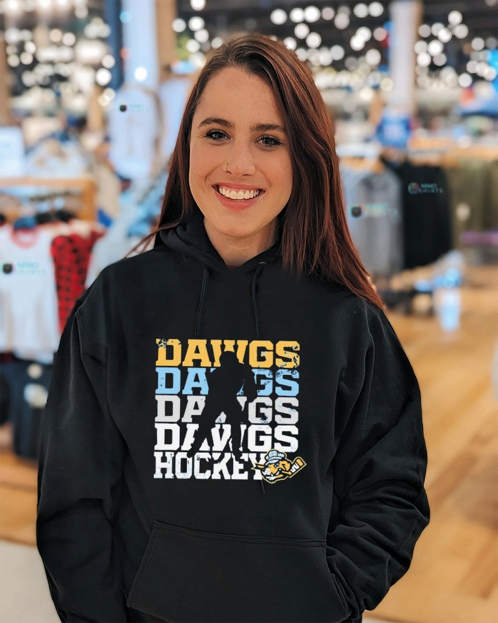 Roanoke Rail Yard Dawgs hockey echo repeat - Adult & Kids T-Shirts, Sweatshirts & Hoodies apparel design preview 3