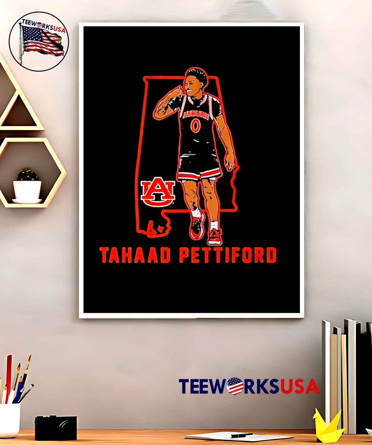 Auburn Basketball Tahaad Pettiford State Star - Adult & Kids T-Shirts, Sweatshirts & Hoodies apparel design preview 5