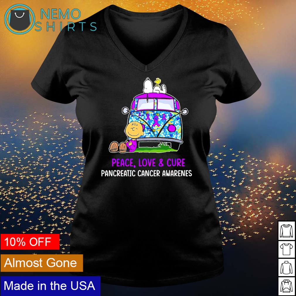 Peanuts characters peace love and cure pancreatic - Adult & Kids T-Shirts, Sweatshirts & Hoodies apparel design preview 5
