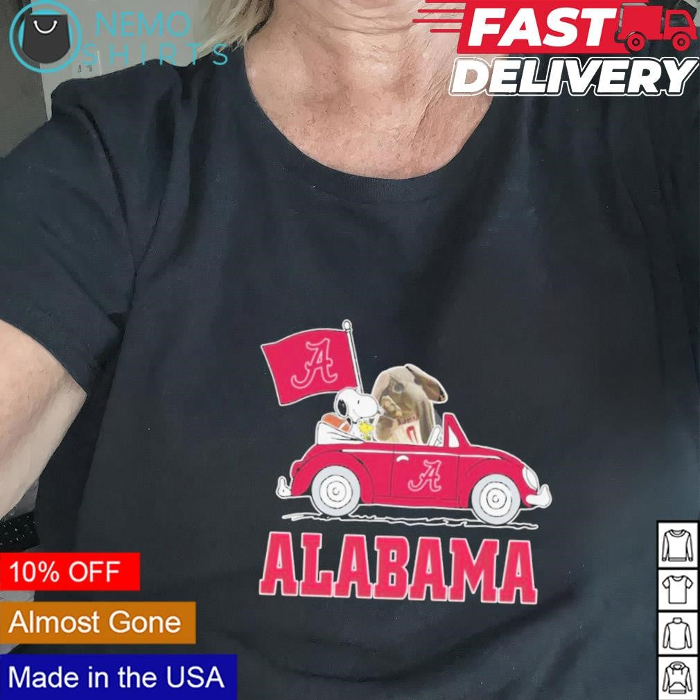 Snoopy and Elephant mascot driving car Alabama - Adult & Kids T-Shirts, Sweatshirts & Hoodies apparel design preview 2