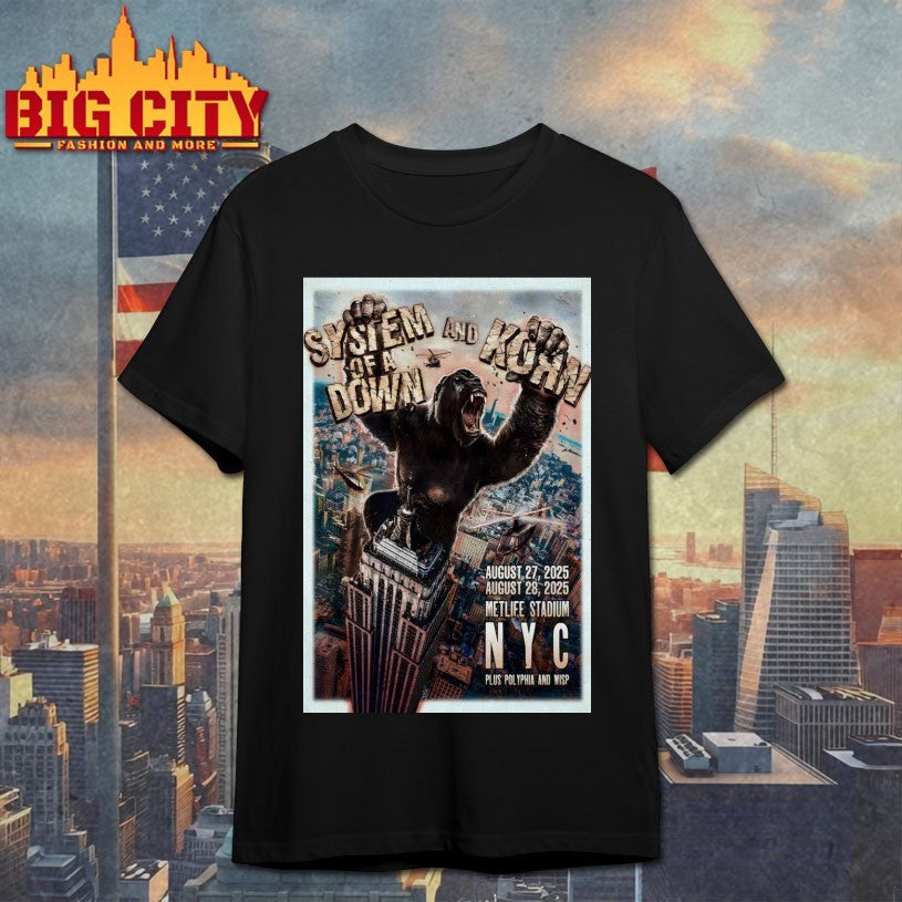 System Of A Down x Korn Aug 27 28, 2025 NYC Poster - Adult & Kids T-Shirts, Sweatshirts & Hoodies apparel design preview 1